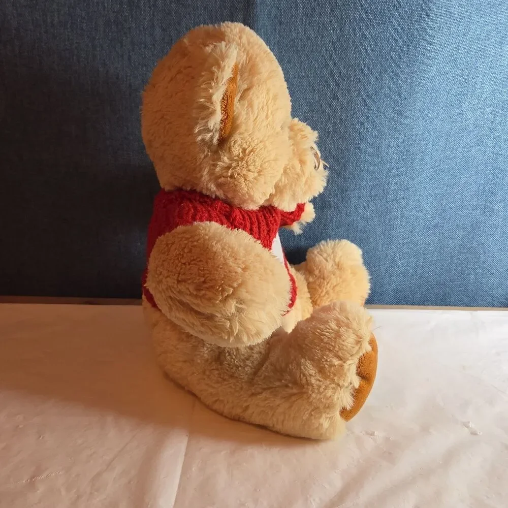 Avon 2010 Teddy Bear Plush Red Knit Heart Sweater Tan 9